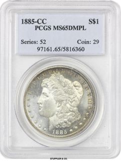 Proof Like 1885 CC $1 Morgan PCGS MS65 DMPL Gem Carson City Silver