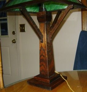 Antique Fantastic Arts Craft Mission Quarter Sawn Oak Table Lamp