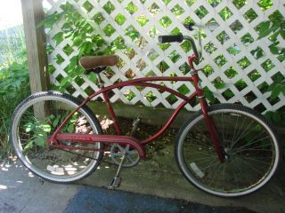 Vtg Red 70s Columbia Clipper Bike Bicycle Sport Huffy Seat Men Custom