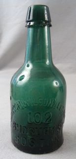 Antique Robinson Wilson & Legallee Boston Green Squat 1860s Cork Soda
