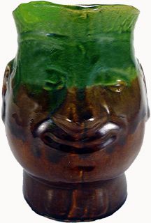 Vintage Bennington Art Pottery Green Brown 8 Toby Face Jug Pitcher as