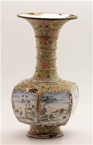 Exquisitely Hand Enameled Large Antique Chinese Bird Panel Vase