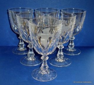 Beautiful Set of 6 Lead Crystal Wine Glasses with Etched Birds
