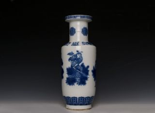 Large Antique Chinese Blue and White Porcelain Qing Rouleau Vase