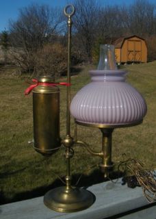 Antique Victorian Brass Adjustable 1870 Kleemann Student Oil Lamp