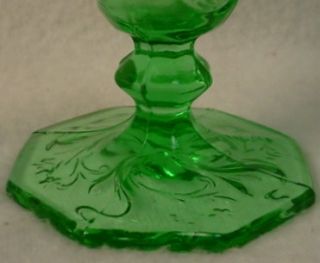 McKee Glass Rock Crystal Flower Green Low Water Goblet 5 3 4