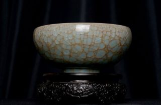 Big Antique Chinese Song Porcelain Sky Blue Ice Crackle Bowl 325PB