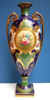 Tall Royal Bonn Vase Germany Signed C 1900