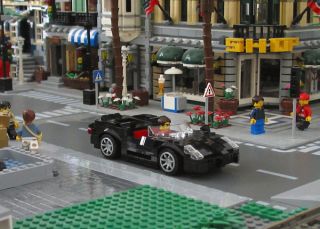 Lego Custom Black Mid Engine Sports Car City Town Racers 10224 8214