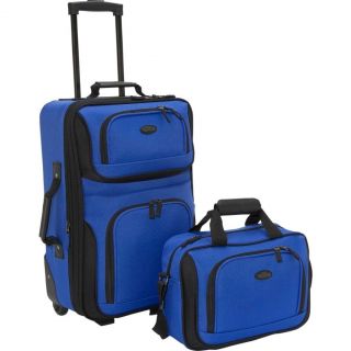 US Traveler Rio Two Piece Expandable Carry on Luggage Set Royal Blue