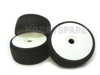 LOUISE 1/8 RC WHITE DISC ON ROAD SPORT TYRES & WHEELS KYOSHO BUGGY
