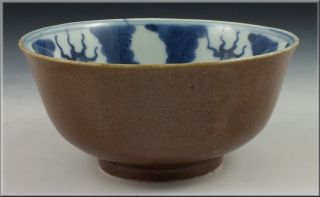 Fine Chinese Porcelain Kangxi Period Blue & White Bowl w/ Cafe au Lait