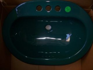Crane Drop in 22x16 Oval Lavatory Sink Teal New