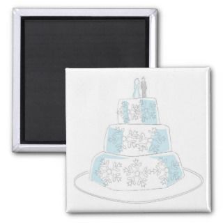 Three Tiered Wedding Cake with Snowflake Trim Magnet
