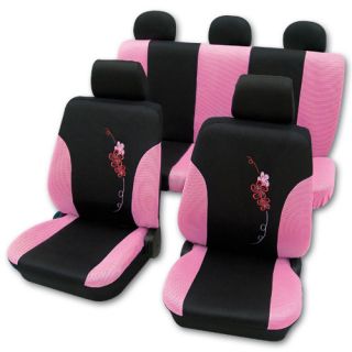 Ford Ka 1996 2008 Pink / Black Flower Sitzbezüge Airbag kompatibel