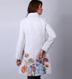 New 2011 Desigual White 97E2961 Mantel Jacke Tasche Coat Gr 36 46