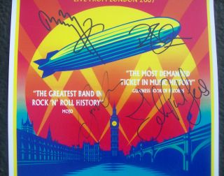  Poster Autographed By Page Plant Jones Bonham Celebration Day 2012
