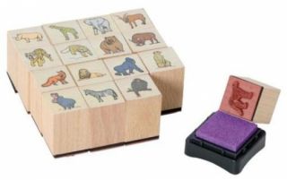 16 Stempel Tiere Wildtiere Holzstempel Holz