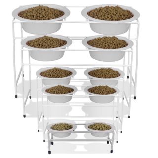 Boutique Dog Platinum Pets White Modern Diner Stand with Bowls