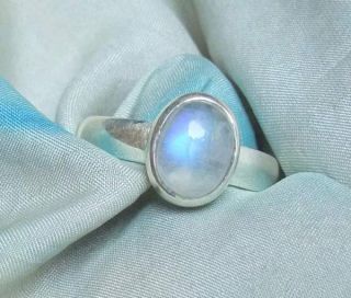 Mondstein Ring 925 Silber blauer Cabochon Gr.18,4 (58) neu