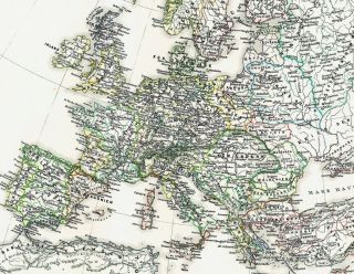 Historische alte Landkarte EUROPA im Mittelalter 1300   1400   Karte