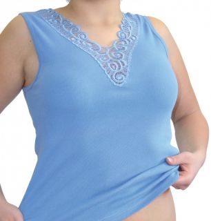 Damen Unterhemd mit großer Spitze XXL Unterwäsche bis Größe 64/66
