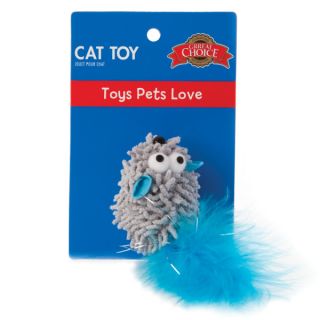 Grreat Choice™ Gray Mouse w/Feather Cat Toy