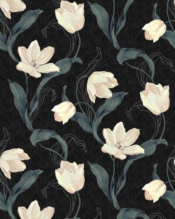 EDEM 828 27 tulpen blumen tapete schwarz braun grau elfenbein perl