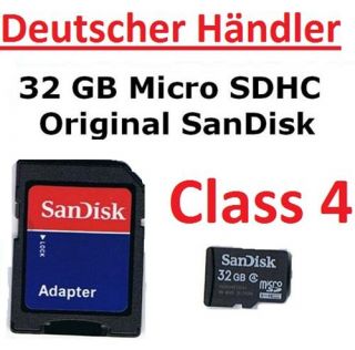 32GB MicroSD HC SanDisk 32 GB SDHC + Adapter Class 4