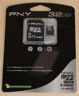 PNY SDHC Optima 32GB Karte~Speicherkarte Class 4 inkl. SD Adapter