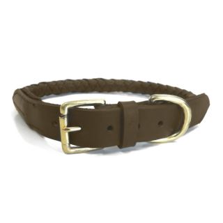 Platinum Pets Roped Leather Dog Collar   Brown