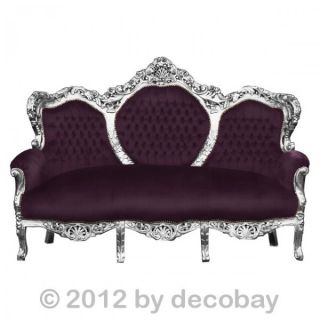 Sofa Wohnzimmer Barocksofa Couch violett lila silber