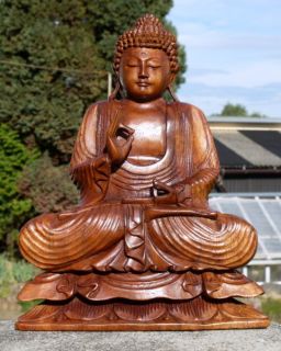 31,5 cm Lotos BUDDHA Meditation Mönch HOLZ BUDDA Feng Shui 31