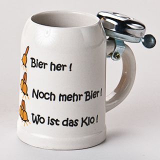 Bierkrug Krug mit Klingel Bierglas Krüge Brauereikrug Keramik
