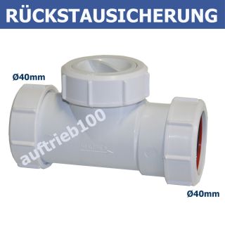 Rückschlagklappe Abwasser DN40 Rückstauverschluss Kunststoff Ablauf