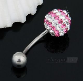 Bauchnabelpiercing Bauchpiercing Nabelpiercing 8mm Strass Klar Pink