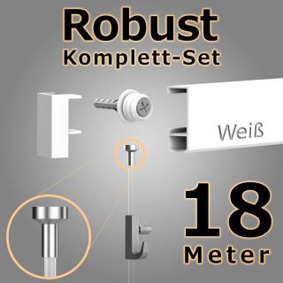 18 m (Meter) Set   Robust   WEIß Bilderschiene Bilderschienen