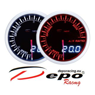 DEPO racing 52 mm Smoked Red and White color Dual View AFR Air Fuel