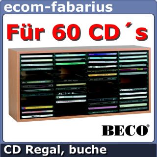 BECO CD REGAL RACK SCHRANK 60CDs AUFBEWAHRUNG HOLZREGAL