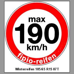 Aufkleber f. Winterreifen 185/65 R15 87T max 190 km/h