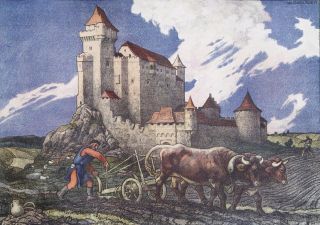 Wilhelm Dachauer Burg Liechtenstein Maria Enzersdorf Wien Pflug Ochsen