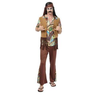 Mens Hippy Hippie Woodstock 70s 60s Flower Power Fancy Dress Costume