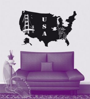 Wandtattoo USA Amerika Landkarte Karte 79,8 cm x 50 cm