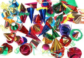 72 Partyhüte klein bunt glänzend Silvester Karneval