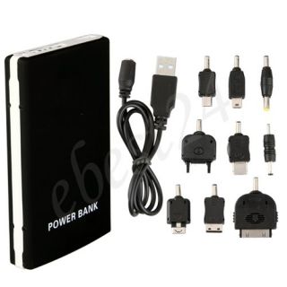 10000mAh Dual USB Power Station Akku Ladegerät + 9 Adapter f. iPad