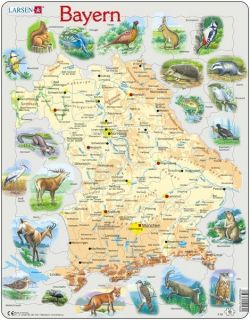 Larsen Puzzle   Bundesland , Freistaat Bayern Landkarte geogr., Karte
