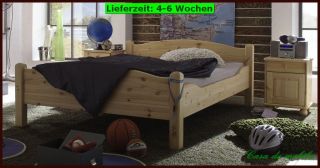 Massivholz Doppelbett 200x220 Bett kiefer massiv lackiert Landhaus