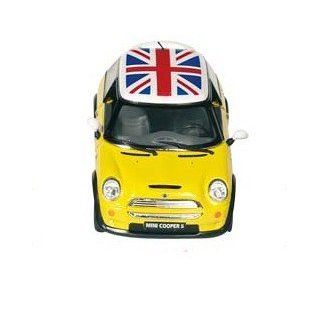 Modellauto 128 Mini Cooper S gelb mit Flagge Union Jack [Spielzeug