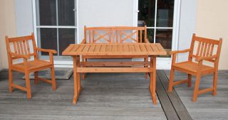 Garten Garnitur Sitzgruppe M29 Holz Tisch+Bank+2x Stuhl