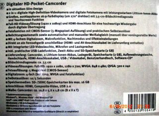 HD Camcorder Slim SCA 5.00 A1 Digitaler HD Pocket Camcorder 2 in 1